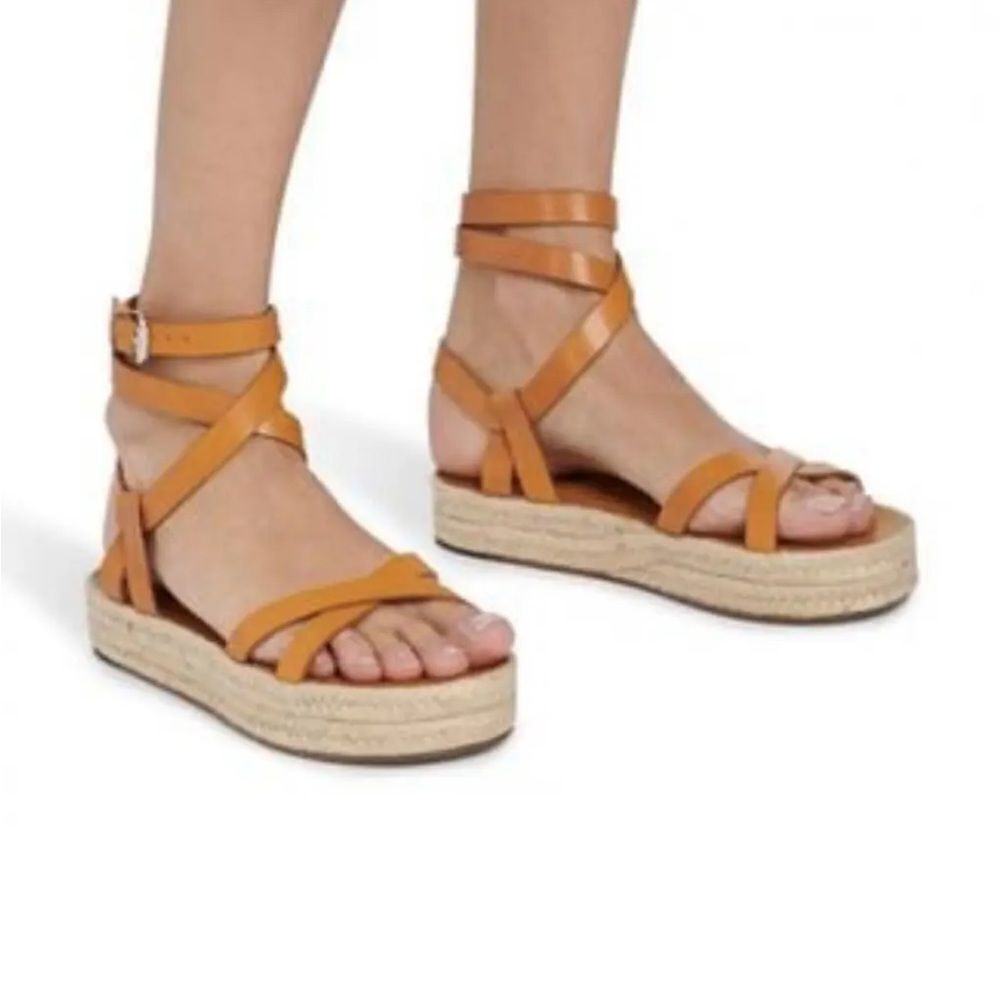 NWB Isabel Marant Melyz Leather Platform Espadrilles Tan EU 37